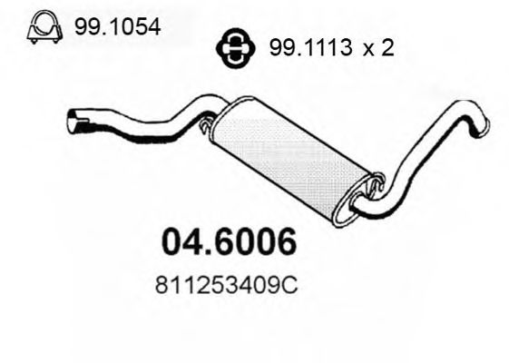 ASSO 04.6006 Средний глушитель выхлопных газов для AUDI 80 (Ауди 80) ASSO 04.6006 Средний глушитель выхлопных газов для AUDI 80 (Ауди 80)