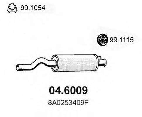 ASSO 04.6009 Средний глушитель выхлопных газов для AUDI 90 (Ауди 90) ASSO 04.6009 Средний глушитель выхлопных газов для AUDI 90 (Ауди 90)