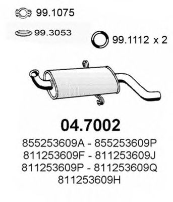 ASSO 04.7002 Глушитель выхлопных газов конечный для AUDI 80 (Ауди 80) ASSO 04.7002 Глушитель выхлопных газов конечный для AUDI 80 (Ауди 80)