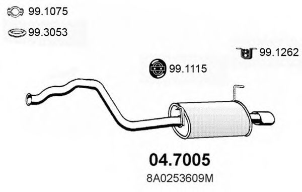 ASSO 04.7005 Глушитель выхлопных газов конечный для AUDI 90 (Ауди 90) ASSO 04.7005 Глушитель выхлопных газов конечный для AUDI 90 (Ауди 90)