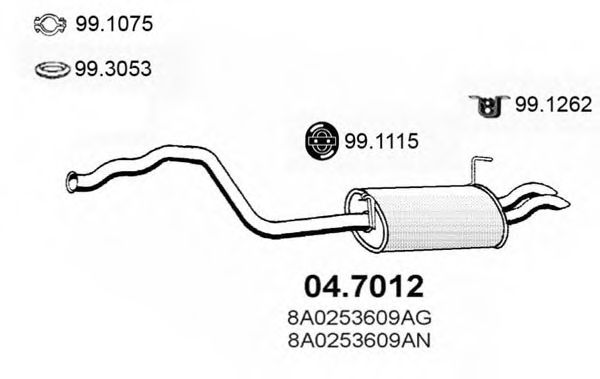 ASSO 04.7012 Глушитель выхлопных газов конечный для AUDI 90 (Ауди 90) ASSO 04.7012 Глушитель выхлопных газов конечный для AUDI 90 (Ауди 90)