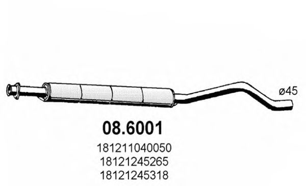 ASSO 08.6001 Средний глушитель выхлопных газов M10 B16 для BMW (Бмв) ASSO 08.6001 Средний глушитель выхлопных газов M10 B16 для BMW (Бмв)
