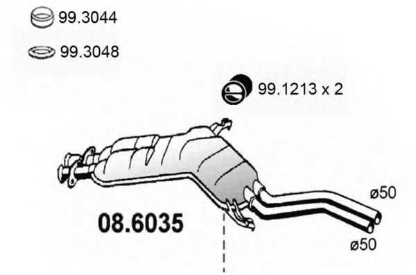 ASSO 08.6035 Средний глушитель выхлопных газов для BMW 7 (Бмв 7) ASSO 08.6035 Средний глушитель выхлопных газов для BMW 7 (Бмв 7)