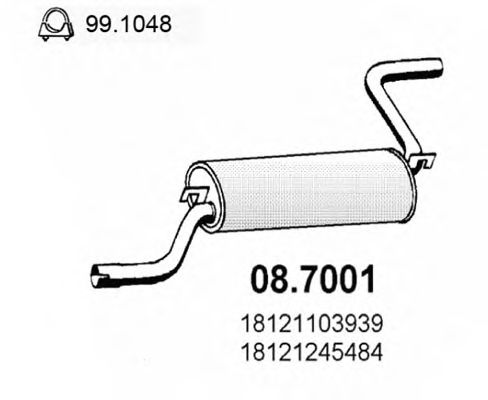 ASSO 08.7001 Глушитель выхлопных газов конечный M10 B16 для BMW (Бмв) ASSO 08.7001 Глушитель выхлопных газов конечный M10 B16 для BMW (Бмв)