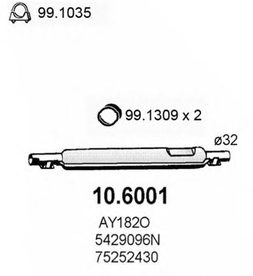 ASSO 10.6001 Средний глушитель выхлопных газов для CITROëN (Cитроëн) ASSO 10.6001 Средний глушитель выхлопных газов для CITROëN (Cитроëн)
