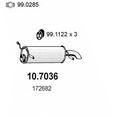 ASSO 10.7036 Глушитель выхлопных газов конечный для CITROëN (Cитроëн) ASSO 10.7036 Глушитель выхлопных газов конечный для CITROëN (Cитроëн)