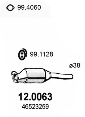 ASSO 12.0063 Катализатор для FIAT SEICENTO / 600 (Фиат Сэиcэнто / 600) ASSO 12.0063 Катализатор для FIAT SEICENTO / 600 (Фиат Сэиcэнто / 600)