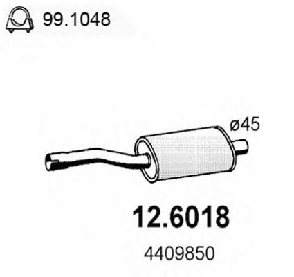 ASSO 12.6018 Средний глушитель выхлопных газов для FIAT SUPERBRAVO (Фиат Супербраvо) ASSO 12.6018 Средний глушитель выхлопных газов для FIAT SUPERBRAVO (Фиат Супербраvо)