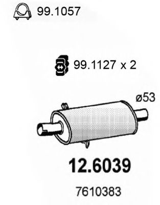 ASSO 12.6039 Средний глушитель выхлопных газов для FIAT TEMPRA (Фиат Тэмпра) ASSO 12.6039 Средний глушитель выхлопных газов для FIAT TEMPRA (Фиат Тэмпра)