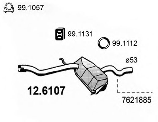 ASSO 12.6107 Средний глушитель выхлопных газов для FIAT TEMPRA (Фиат Тэмпра) ASSO 12.6107 Средний глушитель выхлопных газов для FIAT TEMPRA (Фиат Тэмпра)
