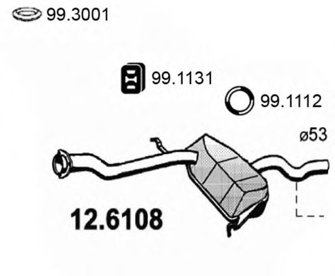 ASSO 12.6108 Средний глушитель выхлопных газов для FIAT TEMPRA (Фиат Тэмпра) ASSO 12.6108 Средний глушитель выхлопных газов для FIAT TEMPRA (Фиат Тэмпра)