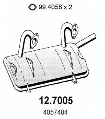 ASSO 12.7005 Глушитель выхлопных газов конечный для FIAT 500 (Фиат 500) ASSO 12.7005 Глушитель выхлопных газов конечный для FIAT 500 (Фиат 500)