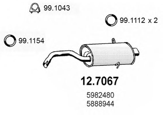 ASSO 12.7067 Глушитель выхлопных газов конечный для FIAT STRADA II (Фиат Страда 2) ASSO 12.7067 Глушитель выхлопных газов конечный для FIAT STRADA II (Фиат Страда 2)