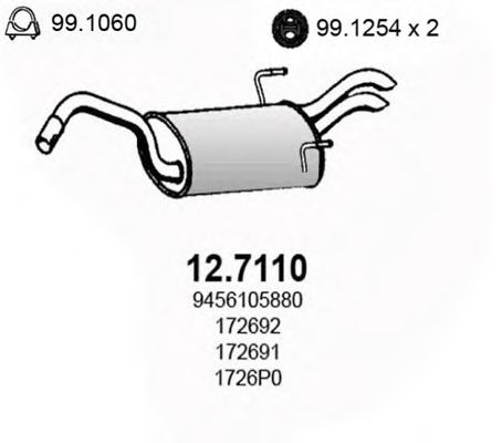 ASSO 12.7110 Глушитель выхлопных газов конечный для PEUGEOT EXPERT (Пежо Эxпэрт) ASSO 12.7110 Глушитель выхлопных газов конечный для PEUGEOT EXPERT (Пежо Эxпэрт)