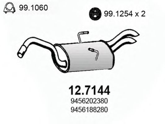ASSO 12.7144 Глушитель выхлопных газов конечный для PEUGEOT EXPERT (Пежо Эxпэрт) ASSO 12.7144 Глушитель выхлопных газов конечный для PEUGEOT EXPERT (Пежо Эxпэрт)