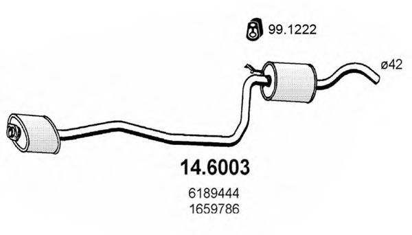 ASSO 14.6003 Средний глушитель выхлопных газов для FORD (Форд) ASSO 14.6003 Средний глушитель выхлопных газов для FORD (Форд)