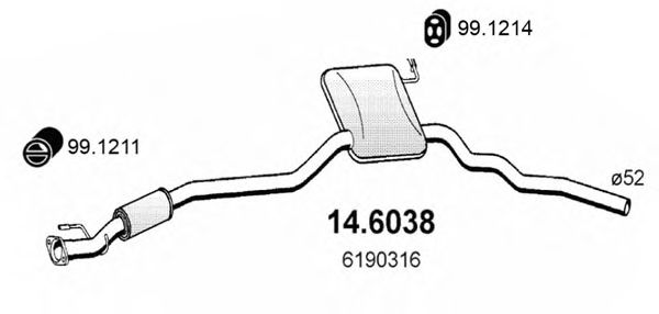 ASSO 14.6038 Средний глушитель выхлопных газов для FORD SCORPIO I (Форд Скорпио 1) ASSO 14.6038 Средний глушитель выхлопных газов для FORD SCORPIO I (Форд Скорпио 1)