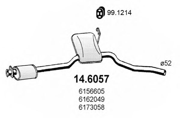 ASSO 14.6057 Средний глушитель выхлопных газов для FORD SCORPIO I (Форд Скорпио 1) ASSO 14.6057 Средний глушитель выхлопных газов для FORD SCORPIO I (Форд Скорпио 1)
