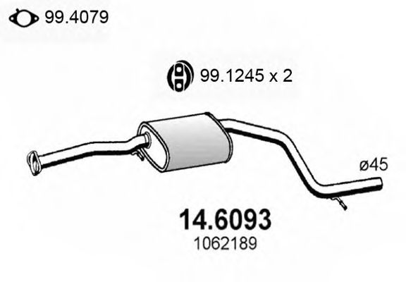 ASSO 14.6093 Средний глушитель выхлопных газов для FORD MONDEO II (Форд Мондео 2) ASSO 14.6093 Средний глушитель выхлопных газов для FORD MONDEO II (Форд Мондео 2)