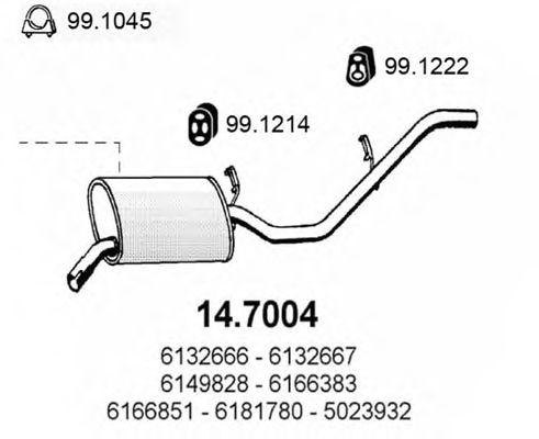 ASSO 14.7004 Глушитель выхлопных газов конечный для FORD FIESTA (Форд Фиэста) ASSO 14.7004 Глушитель выхлопных газов конечный для FORD FIESTA (Форд Фиэста)