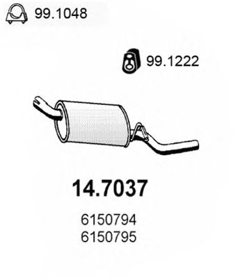 ASSO 14.7037 Глушитель выхлопных газов конечный для FORD ORION II (Форд Орион 2) ASSO 14.7037 Глушитель выхлопных газов конечный для FORD ORION II (Форд Орион 2)