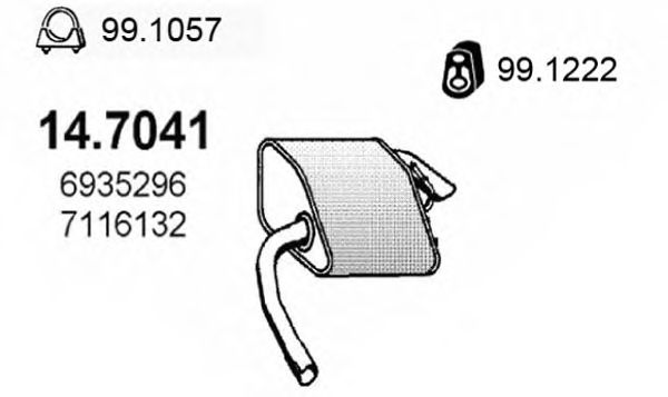 ASSO 14.7041 Глушитель выхлопных газов конечный для FORD (Форд) ASSO 14.7041 Глушитель выхлопных газов конечный для FORD (Форд)