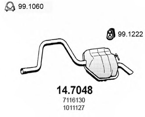 ASSO 14.7048 Глушитель выхлопных газов конечный для FORD MONDEO (Форд Мондэо) ASSO 14.7048 Глушитель выхлопных газов конечный для FORD MONDEO (Форд Мондэо)