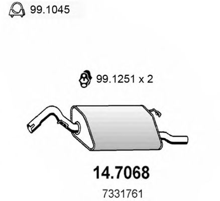 ASSO 14.7068 Глушитель выхлопных газов конечный для FORD (Форд) ASSO 14.7068 Глушитель выхлопных газов конечный для FORD (Форд)