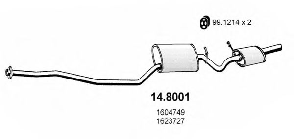 ASSO 14.8001 Средний конечный глушитель ОГ для FORD FIESTA (Форд Фиэста) ASSO 14.8001 Средний конечный глушитель ОГ для FORD FIESTA (Форд Фиэста)