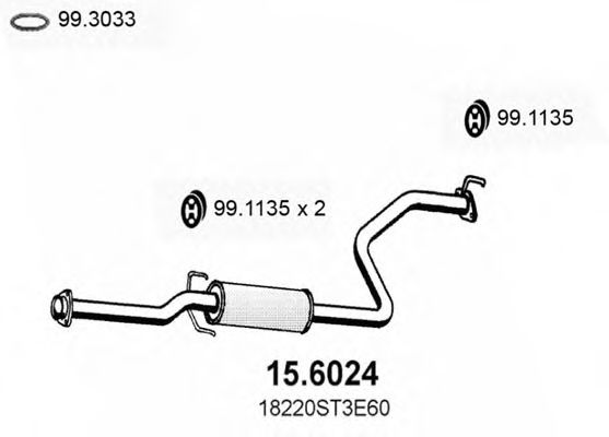 ASSO 15.6024 Средний глушитель выхлопных газов для HONDA CIVIC VI (Хонда Цивик 6) ASSO 15.6024 Средний глушитель выхлопных газов для HONDA CIVIC VI (Хонда Цивик 6)