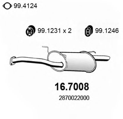 ASSO 16.7008 Глушитель выхлопных газов конечный для HYUNDAI EXCEL (Хендай Эxcэл) ASSO 16.7008 Глушитель выхлопных газов конечный для HYUNDAI EXCEL (Хендай Эxcэл)