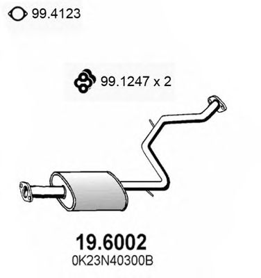 ASSO 19.6002 Средний глушитель выхлопных газов для KIA MENTOR (Киа Мэнтор) ASSO 19.6002 Средний глушитель выхлопных газов для KIA MENTOR (Киа Мэнтор)