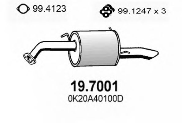 ASSO 19.7001 Глушитель выхлопных газов конечный для KIA MENTOR (Киа Мэнтор) ASSO 19.7001 Глушитель выхлопных газов конечный для KIA MENTOR (Киа Мэнтор)