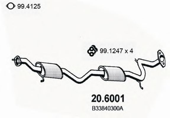 ASSO 20.6001 Средний глушитель выхлопных газов для MAZDA (Мазда) ASSO 20.6001 Средний глушитель выхлопных газов для MAZDA (Мазда)