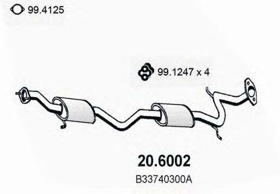 ASSO 20.6002 Средний глушитель выхлопных газов для MAZDA FAMILIA IV (Мазда Фамилиа иv) ASSO 20.6002 Средний глушитель выхлопных газов для MAZDA FAMILIA IV (Мазда Фамилиа иv)
