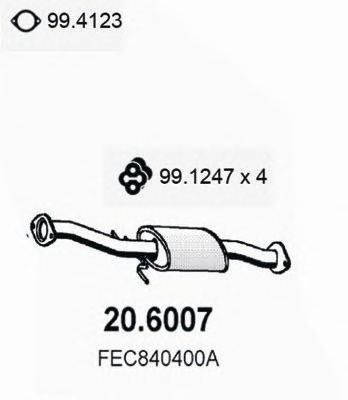 ASSO 20.6007 Средний глушитель выхлопных газов для MAZDA 626 III (Мазда 626 3) ASSO 20.6007 Средний глушитель выхлопных газов для MAZDA 626 III (Мазда 626 3)