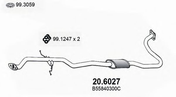 ASSO 20.6027 Средний глушитель выхлопных газов для MAZDA (Мазда) ASSO 20.6027 Средний глушитель выхлопных газов для MAZDA (Мазда)