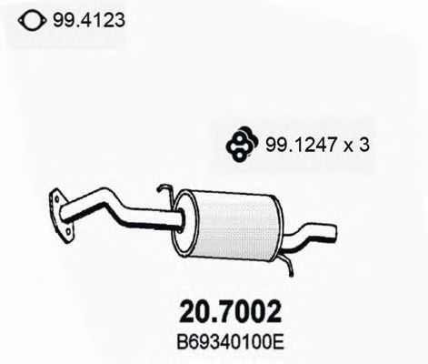 ASSO 20.7002 Глушитель выхлопных газов конечный для MAZDA (Мазда) ASSO 20.7002 Глушитель выхлопных газов конечный для MAZDA (Мазда)