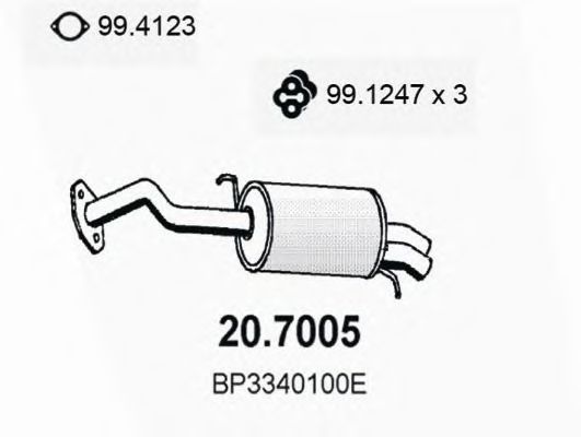 ASSO 20.7005 Глушитель выхлопных газов конечный для MAZDA (Мазда) ASSO 20.7005 Глушитель выхлопных газов конечный для MAZDA (Мазда)
