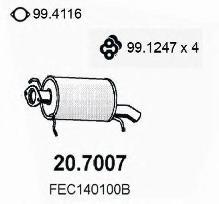 ASSO 20.7007 Глушитель выхлопных газов конечный для MAZDA 626 III (Мазда 626 3) ASSO 20.7007 Глушитель выхлопных газов конечный для MAZDA 626 III (Мазда 626 3)