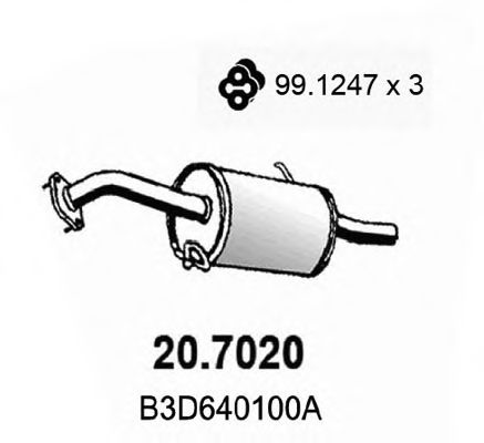 ASSO 20.7020 Глушитель выхлопных газов конечный для MAZDA 323 F VI (Мазда 323 ф6) ASSO 20.7020 Глушитель выхлопных газов конечный для MAZDA 323 F VI (Мазда 323 ф6)