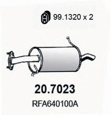 ASSO 20.7023 Глушитель выхлопных газов конечный для MAZDA (Мазда) ASSO 20.7023 Глушитель выхлопных газов конечный для MAZDA (Мазда)