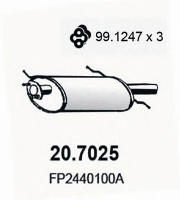 ASSO 20.7025 Глушитель выхлопных газов конечный для MAZDA (Мазда) ASSO 20.7025 Глушитель выхлопных газов конечный для MAZDA (Мазда)