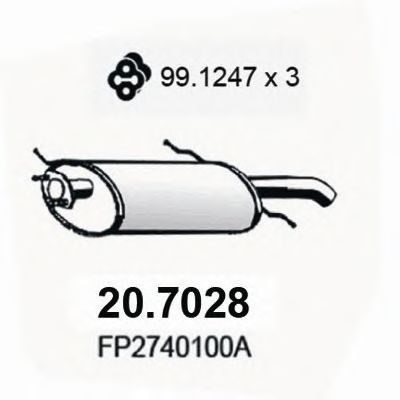 ASSO 20.7028 Глушитель выхлопных газов конечный для MAZDA (Мазда) ASSO 20.7028 Глушитель выхлопных газов конечный для MAZDA (Мазда)