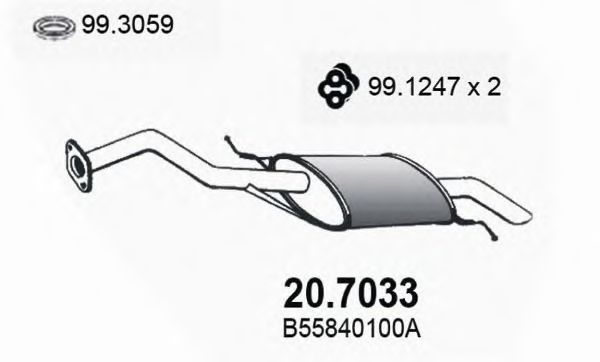 ASSO 20.7033 Глушитель выхлопных газов конечный для MAZDA (Мазда) ASSO 20.7033 Глушитель выхлопных газов конечный для MAZDA (Мазда)