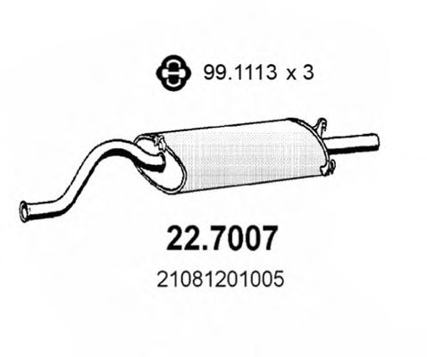 ASSO 22.7007 Глушитель выхлопных газов конечный для LADA SABLE (Лада Саблэ) ASSO 22.7007 Глушитель выхлопных газов конечный для LADA SABLE (Лада Саблэ)
