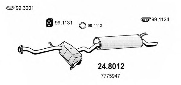 ASSO 24.8012 Средний конечный глушитель ОГ для LANCIA DEDRA SW (Лансиа/лянча Дэдра св) ASSO 24.8012 Средний конечный глушитель ОГ для LANCIA DEDRA SW (Лансиа/лянча Дэдра св)