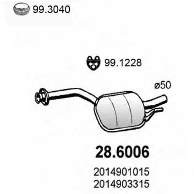 ASSO 28.6006 Средний глушитель выхлопных газов для MERCEDESBENZ (Мерседес бенц) ASSO 28.6006 Средний глушитель выхлопных газов для MERCEDESBENZ (Мерседес бенц)