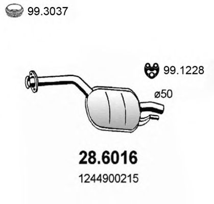 ASSO 28.6016 Средний глушитель выхлопных газов для MERCEDESBENZ (Мерседес бенц) ASSO 28.6016 Средний глушитель выхлопных газов для MERCEDESBENZ (Мерседес бенц)