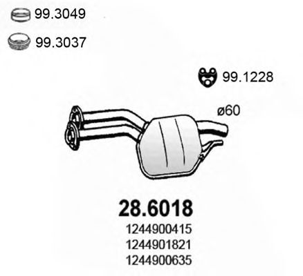 ASSO 28.6018 Средний глушитель выхлопных газов для MERCEDESBENZ (Мерседес бенц) ASSO 28.6018 Средний глушитель выхлопных газов для MERCEDESBENZ (Мерседес бенц)